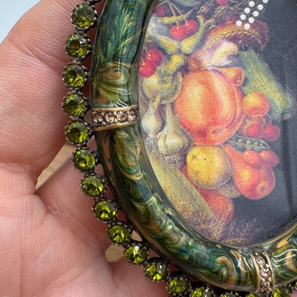 JAY STRONGWATER small oval frame ENAMEL Green SWAROVSKI CRYSTALS - Picture 6 of 12